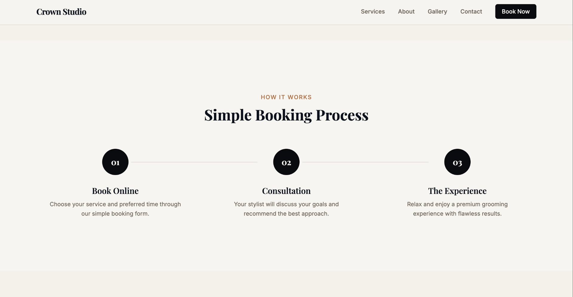 Crown Studio — simple booking process