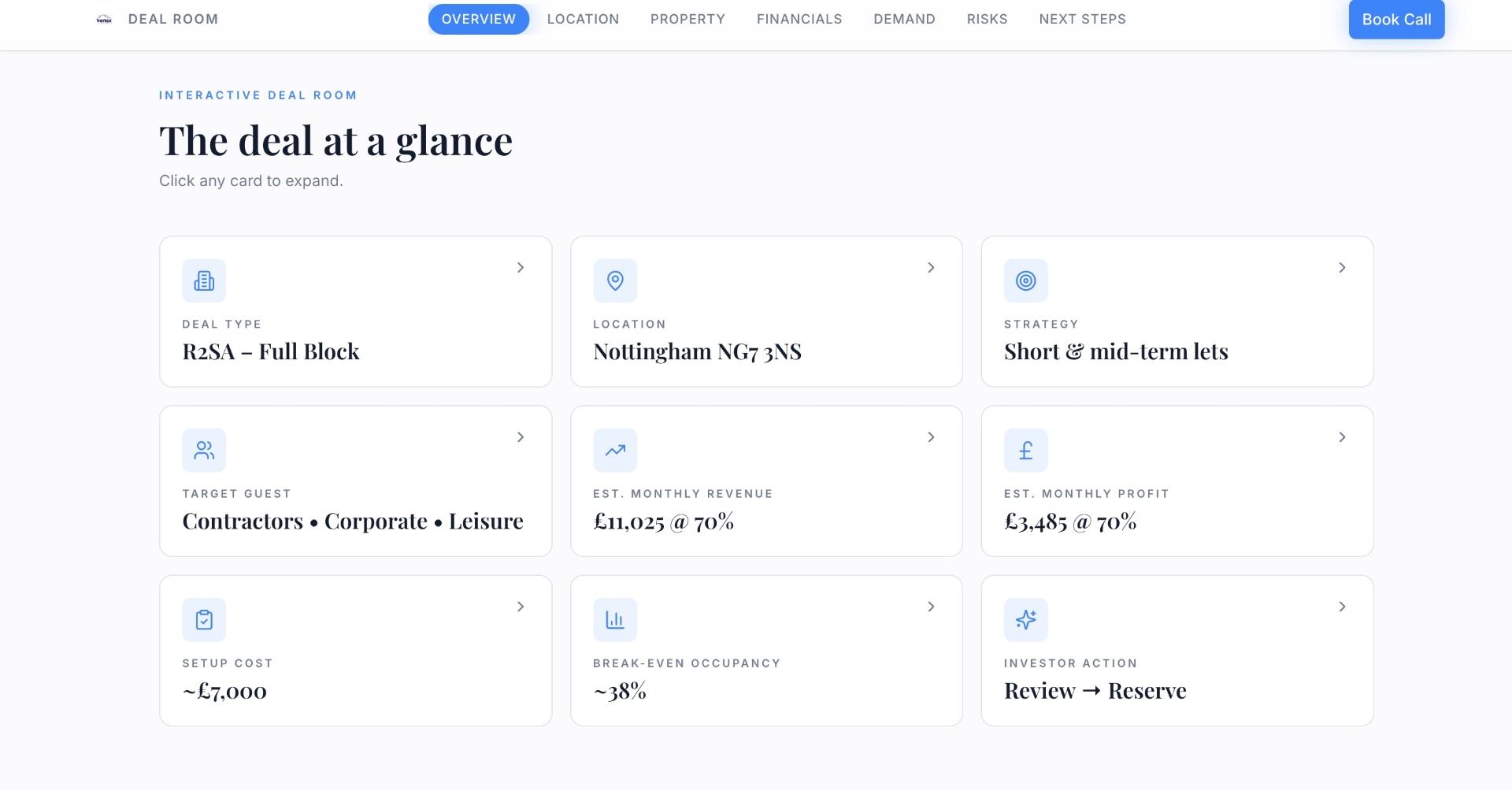 Vertex Deal Room — overview, the deal at a glance