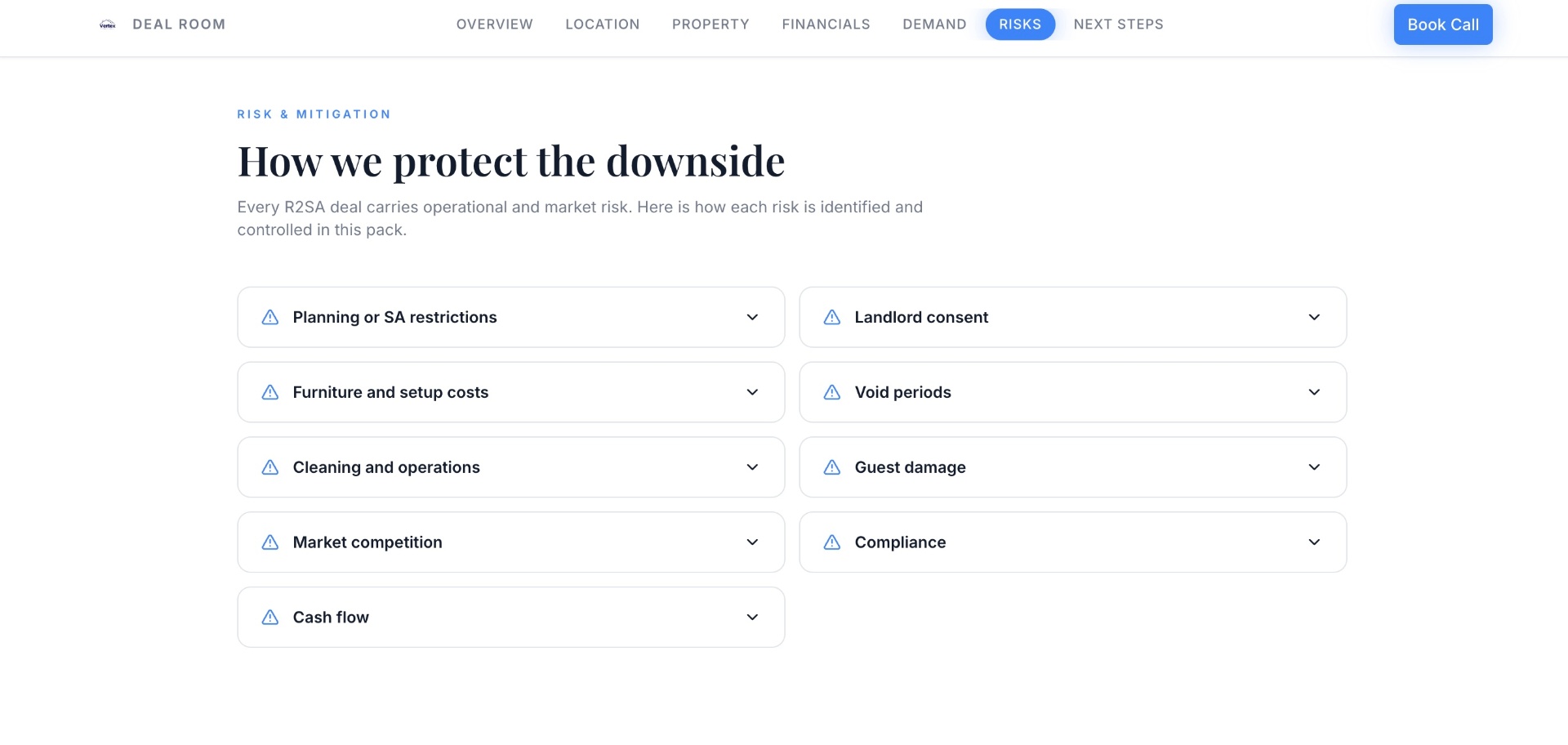 Vertex Deal Room — risks, how we protect the downside