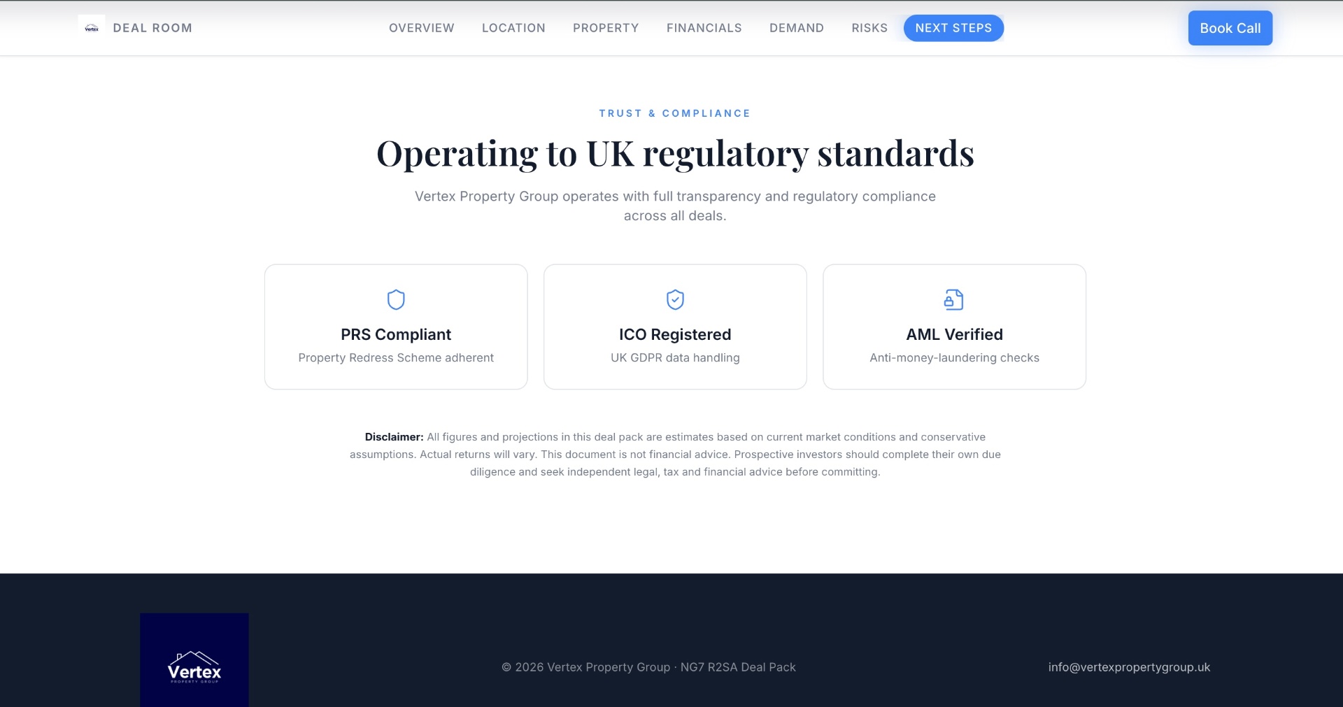Vertex Deal Room — trust & compliance
