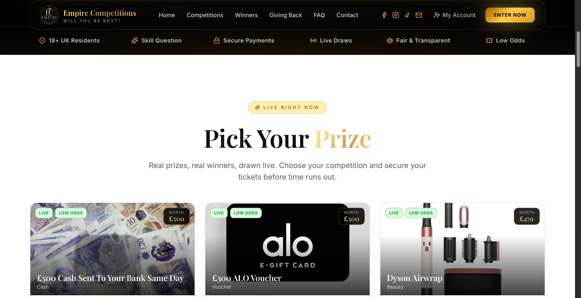 Empire Competitions UK — pick your prize