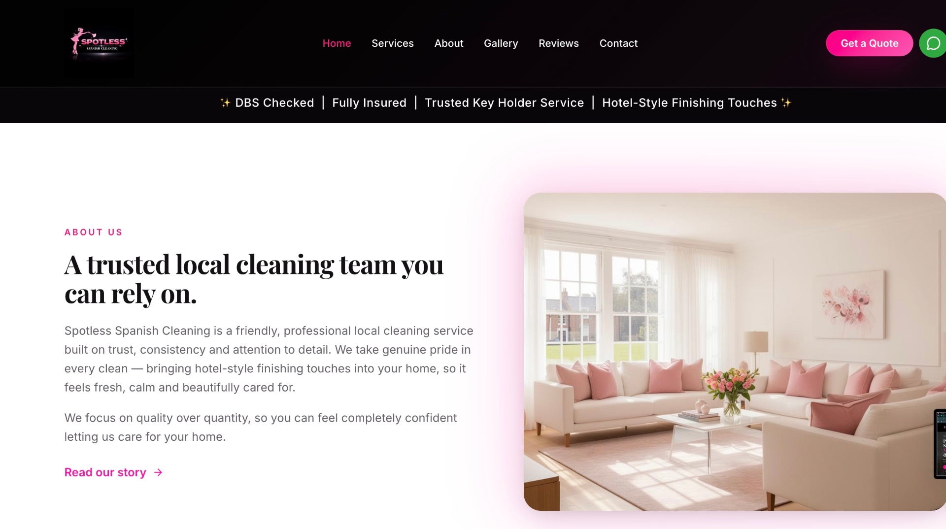 Spotless Spanish Cleaning — about page