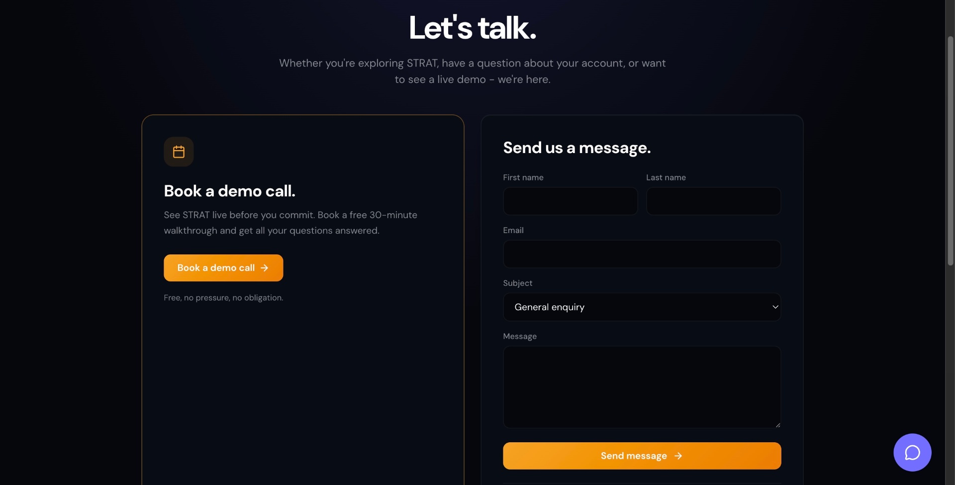 STRAT — contact & book a demo